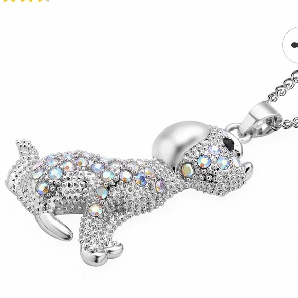 Black and Mystic White Austrian Crystal Dog Pendant
Necklace 29-31 Inches! - Picture 4 of 11